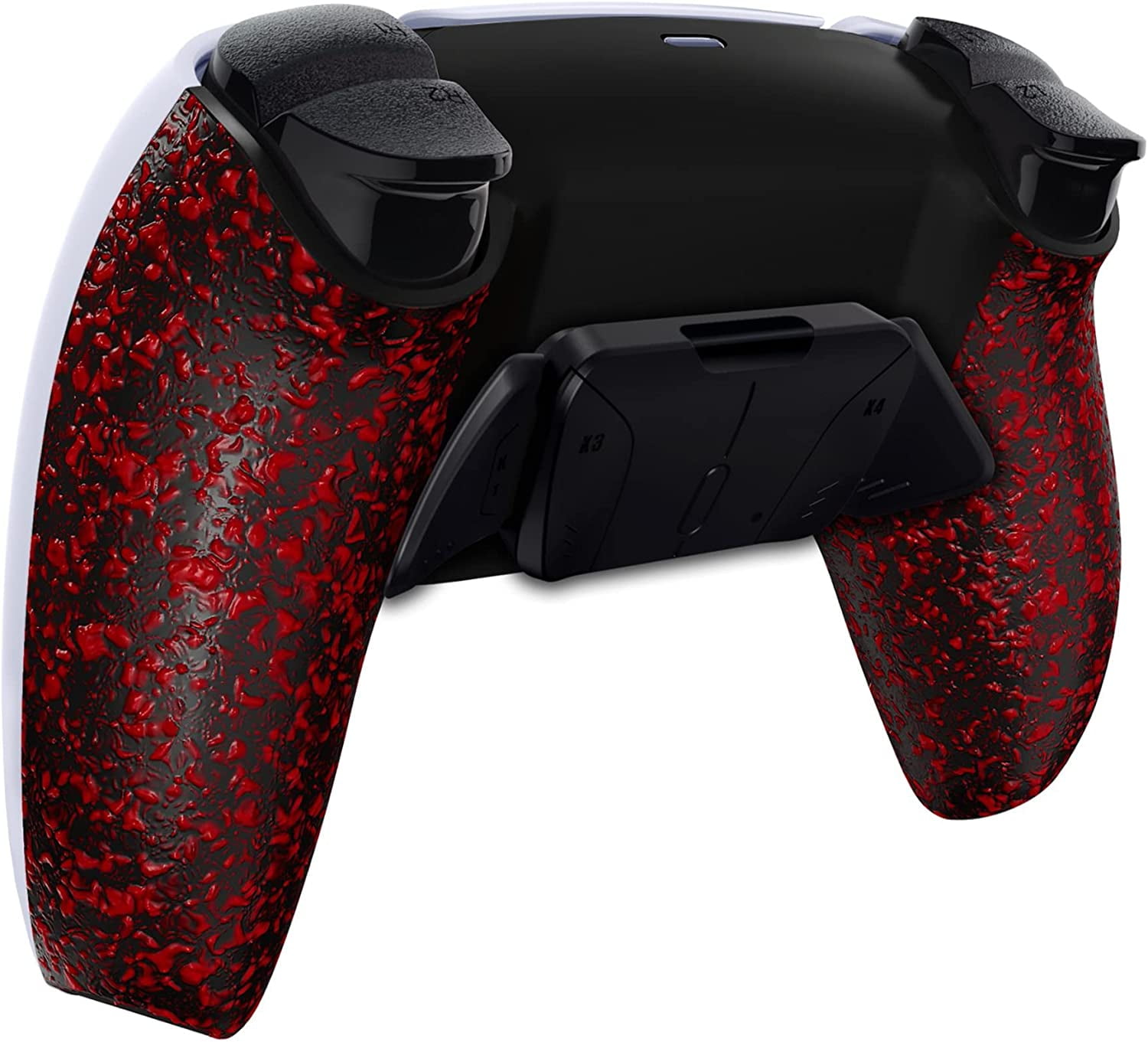 eXtremeRate Textured Red Programable RISE4 Remap Kit Upgrade Board & Redesigned Back Shell & 4 Back Buttons for ps5 Controller BDM-030/040