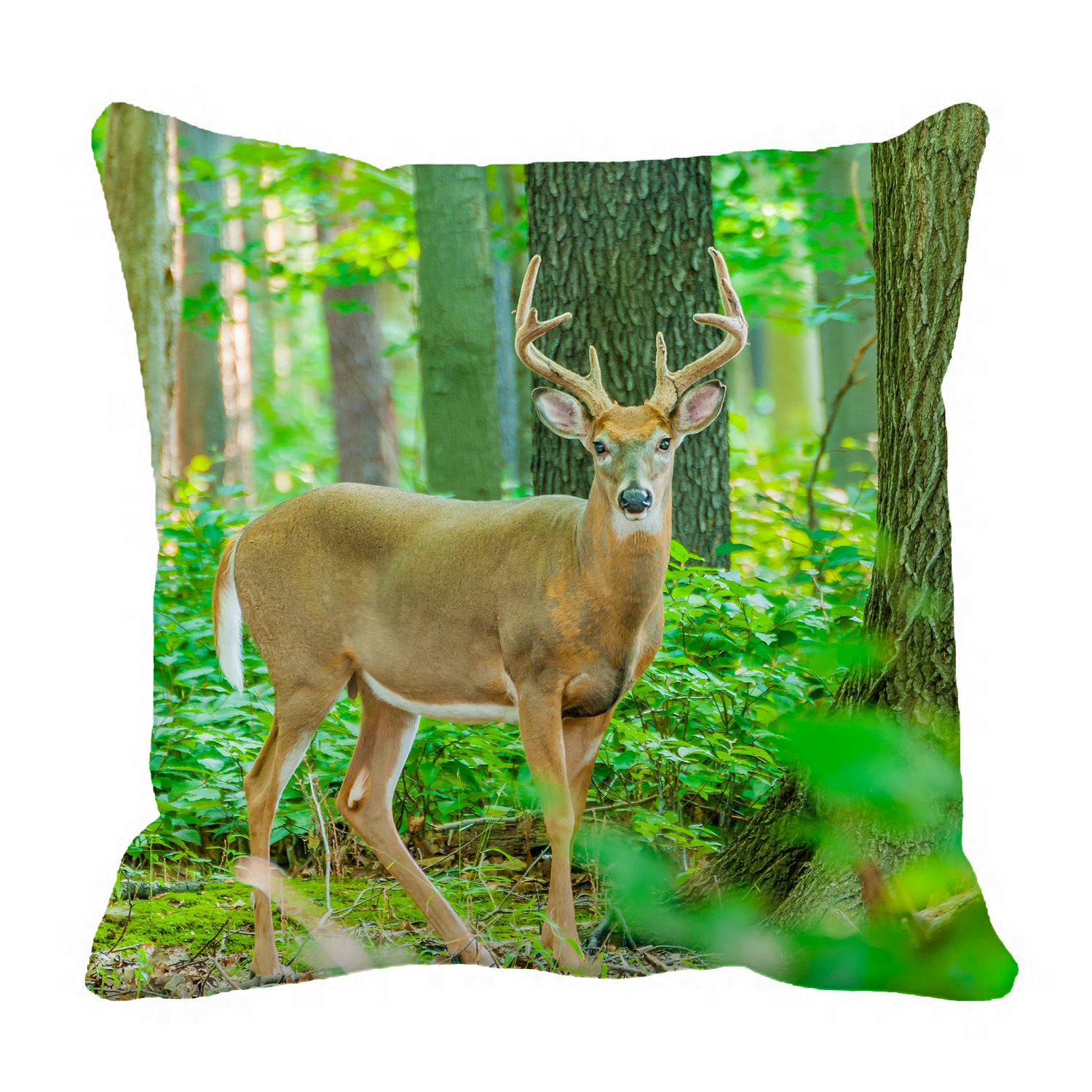 PHFZK Woodland Pillow Case, Whitetail Deer in the Jungle Pillowcase