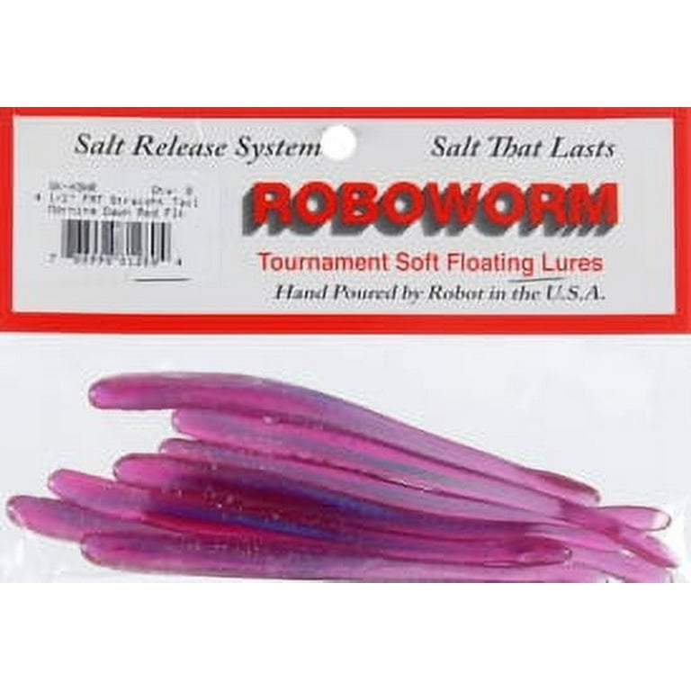 Roboworm Fat Straight Tail Worm Bait (Morning Dawn/Red Flake, 41/2-inch)  Multi-Colored, Plastic Worms 