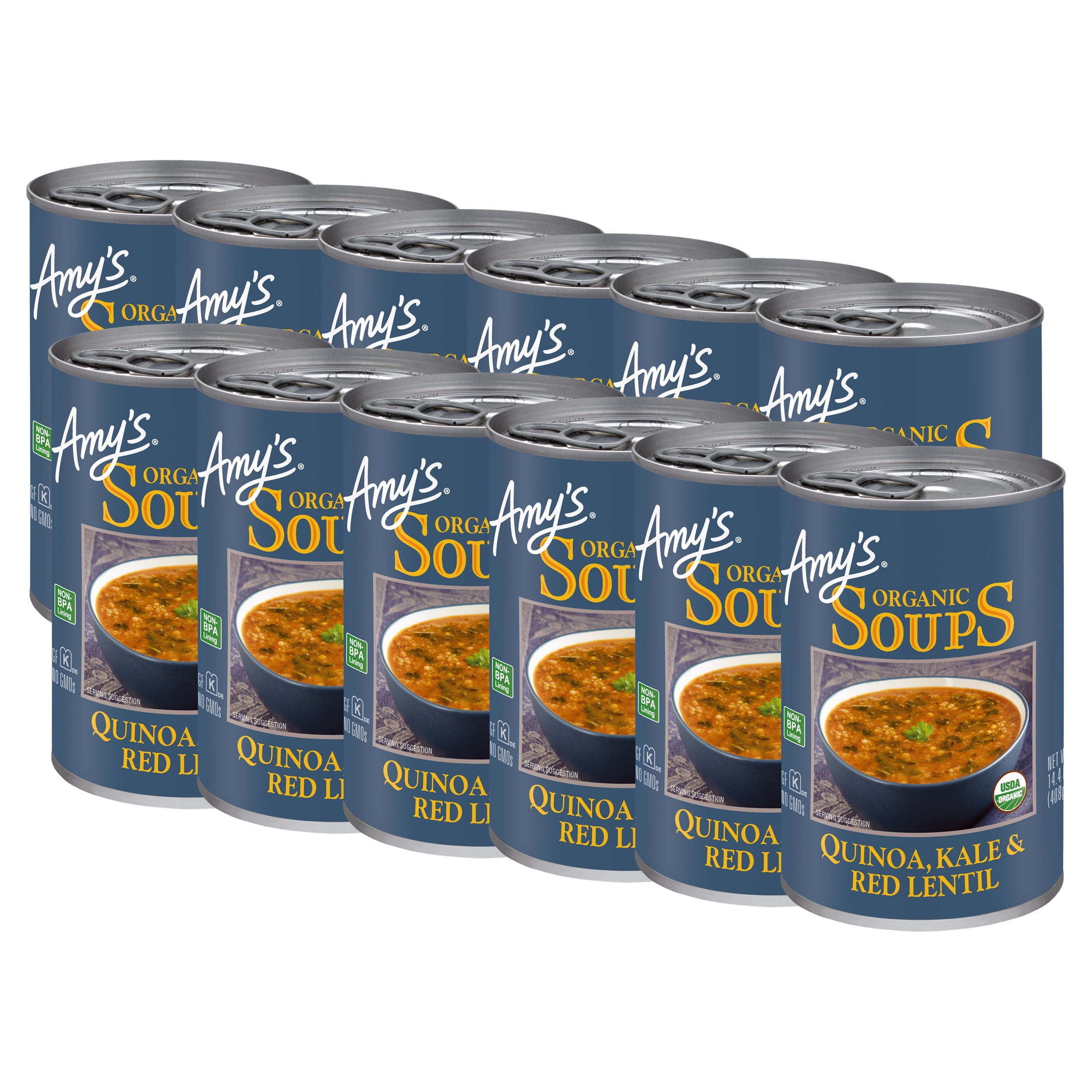(12 pack) Amy's Organic Quinoa, Kale & Red Lentil Soup 14.4oz