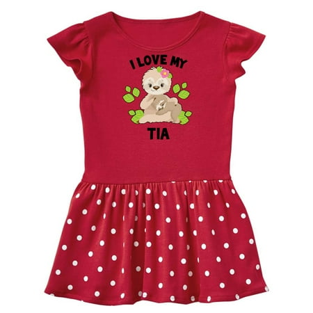 

Inktastic Cute Sloth I Love My Tia with Green Leaves Gift Baby Girl Dress