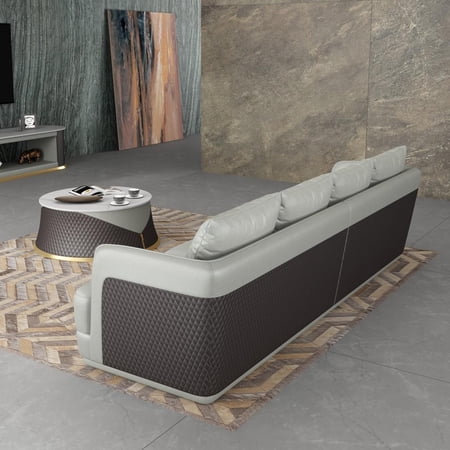 Italian Leather Grey-Chocolate Mansion Sofa GLAMOUR EUROPEAN FURNITURE Modern