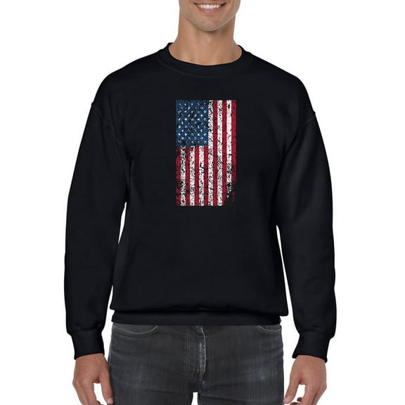 A Damaged American Flag Sweatshirt Men -GoatDeals Designs, Male 3X-Large