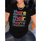 thumbnail image 1 of Camiseta con estampado "There Their They're", manga corta, cuello redondo, informal, para verano y primavera, para mujer, para adultos, hombres, mujeres, adolescentes, jóvenes, deportes, informal., 1 of 6