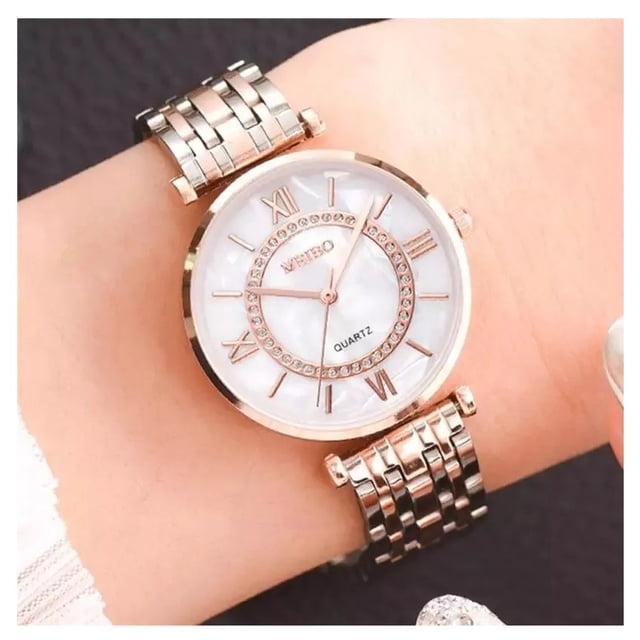Reloj Para Dama Cuarzo Acero Inoxidable Malubero Elegante Moderno