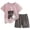 Purple, variant on Faraee Toddler Pajamas Baby Boys Girls Cotton 2 Piece Cute Summer Sleepwear Short Sleeve Kids Clothes Loose Fit PJs Outfit (2-3 Years,Beige)
