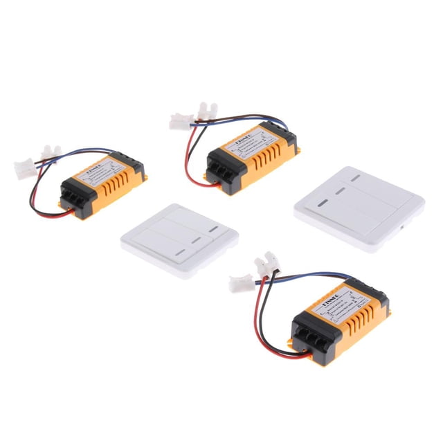 Interruptor Inalámbrico de 3 Vías con Receptor / telemando, Rápida de Cableado de Encendido / Apagado, Distancia de telemando 50 M