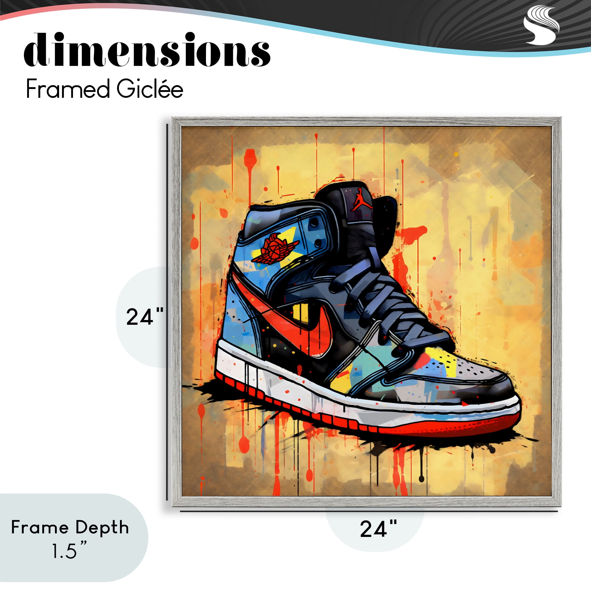 Stupell Industries Sporty Sneaker Drips Gray Framed Giclee Art, design by Creative Studio
