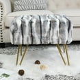 thumbnail image 4 of Home Soft Things Multi Jacquard Faux Fur Ottoman - Grey - 19x13x17", 4 of 8