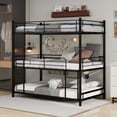 thumbnail image 2 of Metal Three-layer Bunk Bed For Adults And Children, Universal Bunk Bed With Safety Railing, Climbing Ladder, Space Saving Dormitory Bed, Mattress Size: Twin Size,Black, 2 of 11