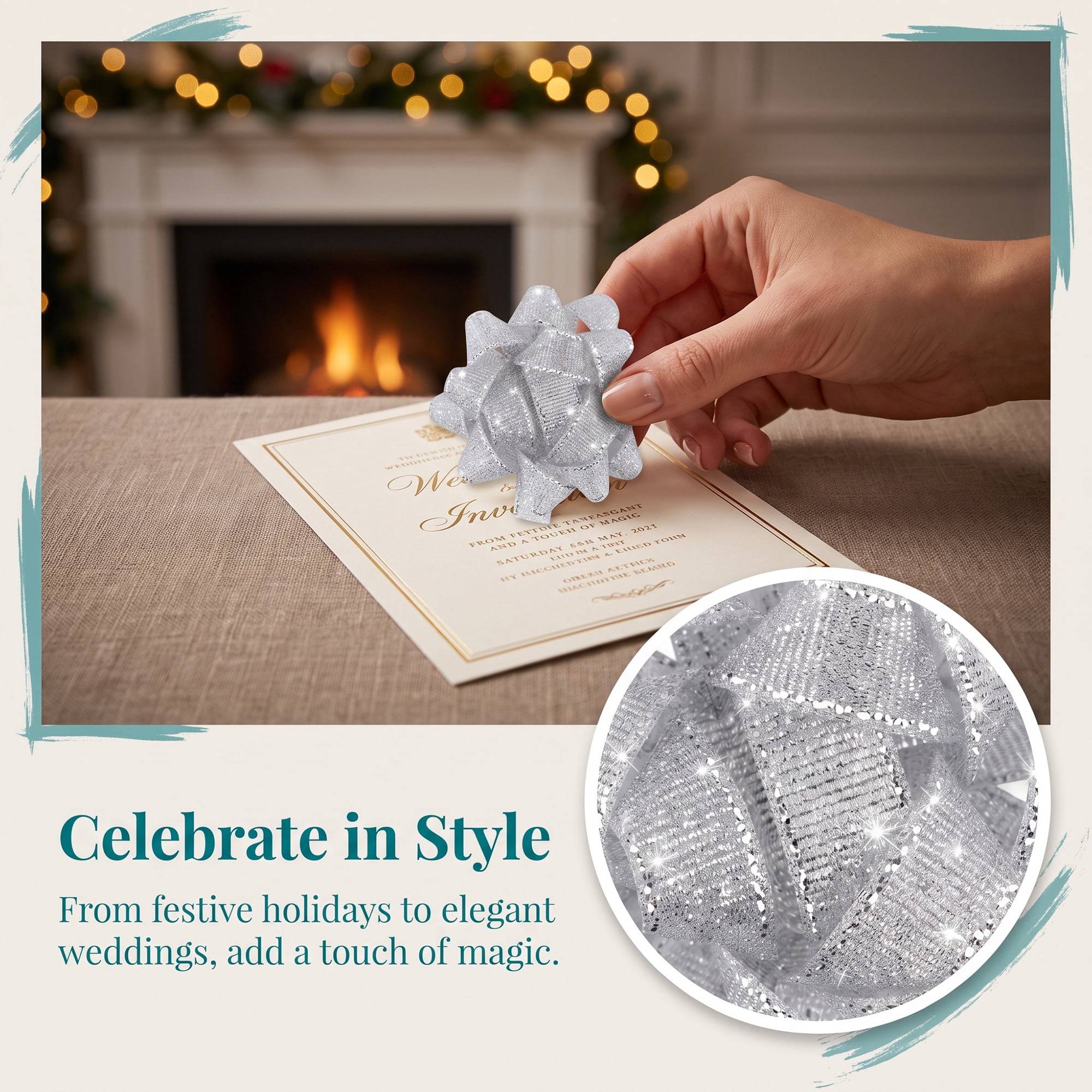 Unique Bargains Multi-Layer Star Gift Bows for Holiday Gift Wrapping and Decoration Silver
