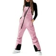 thumbnail image 2 of Huankd Women Snow Bib Overalls Insulated Waterproof Windproof Ski Bibs Pants Breathable Snowsuit Pink XL, 2 of 7