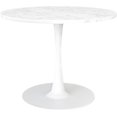 thumbnail image 3 of LinkRomat 39.1" Round Dining Table For 4-5 People, Faux Marble Round Tulip Table with MDF Tabletop, Modern Kitchen Dining Table Suitable for Dining, Cafe, Office, White Marble, 3 of 7