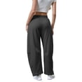 thumbnail image 5 of GILIGEGE Women's Barrel Leg Sweatpant Drawstring Elastic Waisted Wide Leg Pants Casual Cotton Palazzo Baggy Gym Trousers Drawstring Sweat Pants with Pockets Casual Loose Sweat Pants Lounge Pant, 5 of 8