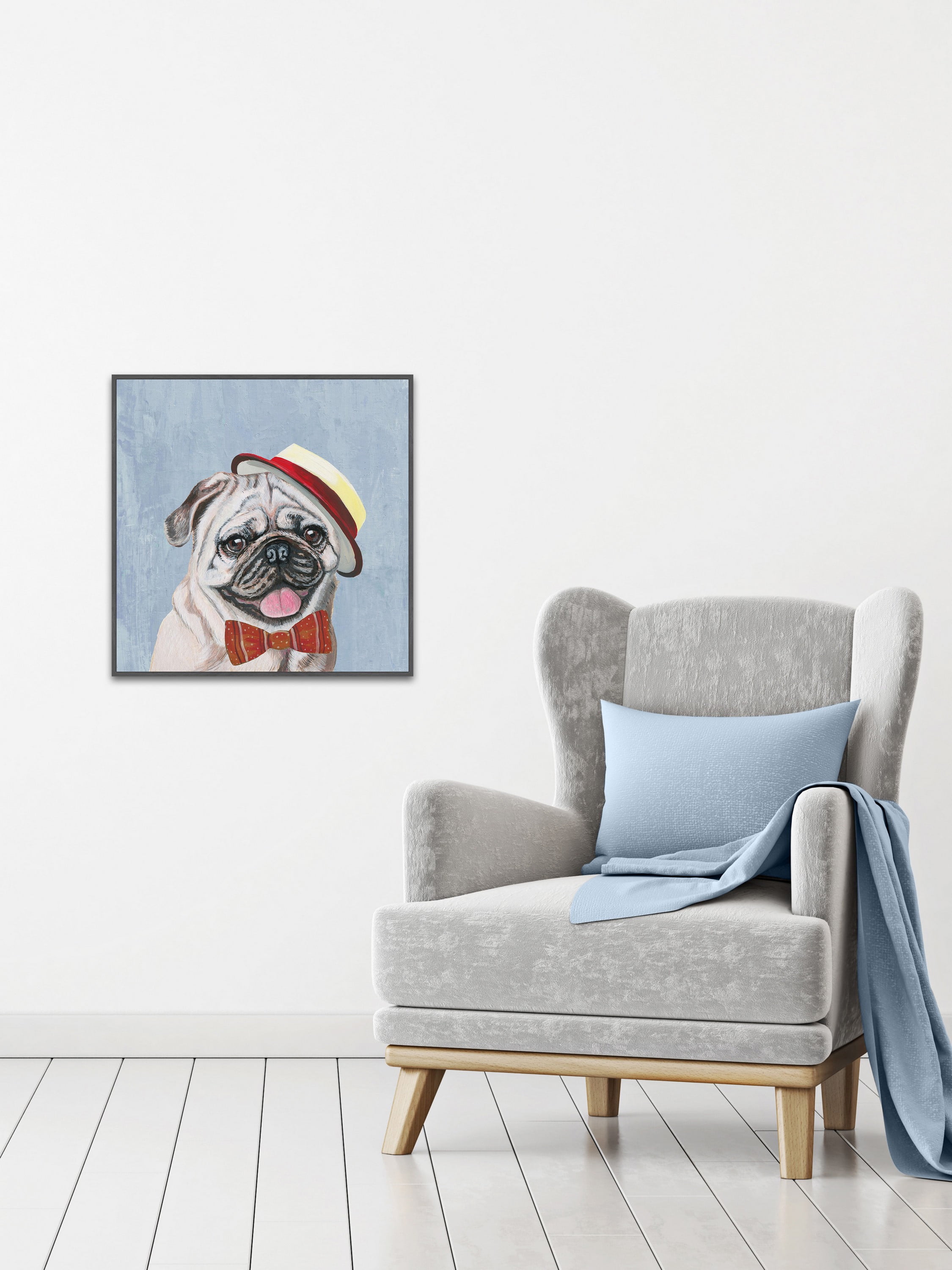 Marmont Hill "King Pin Pug" Floater Framed Painting Print on Canvas