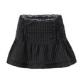 thumbnail image 1 of Jupe Mini à Rayures en Dentelle Double Couche Taille Basse Grise, 1 of 4