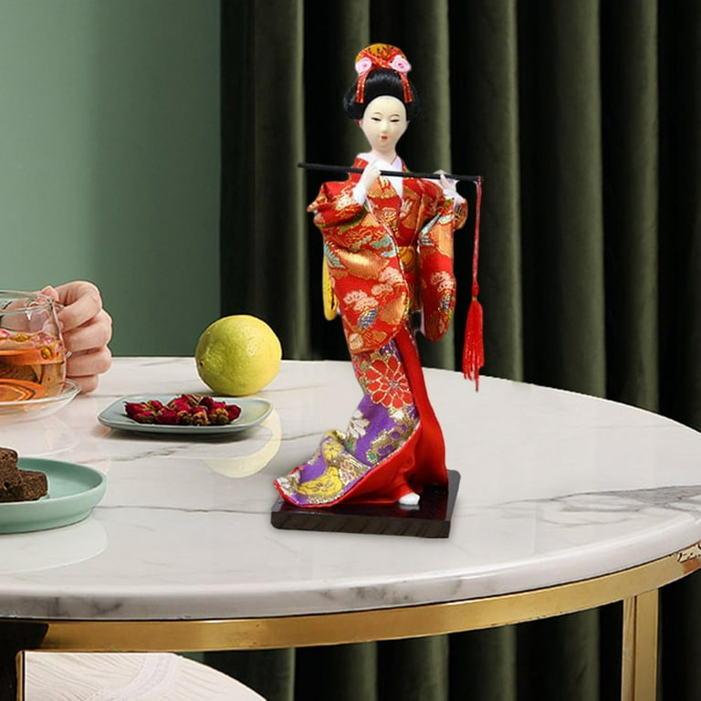 27cm Japanese Kimono Geisha Doll,Resin Humanoid Girl Statue,Collectible  Figurine,National Style gift of handcrafted for Desktop home and bar Decor  