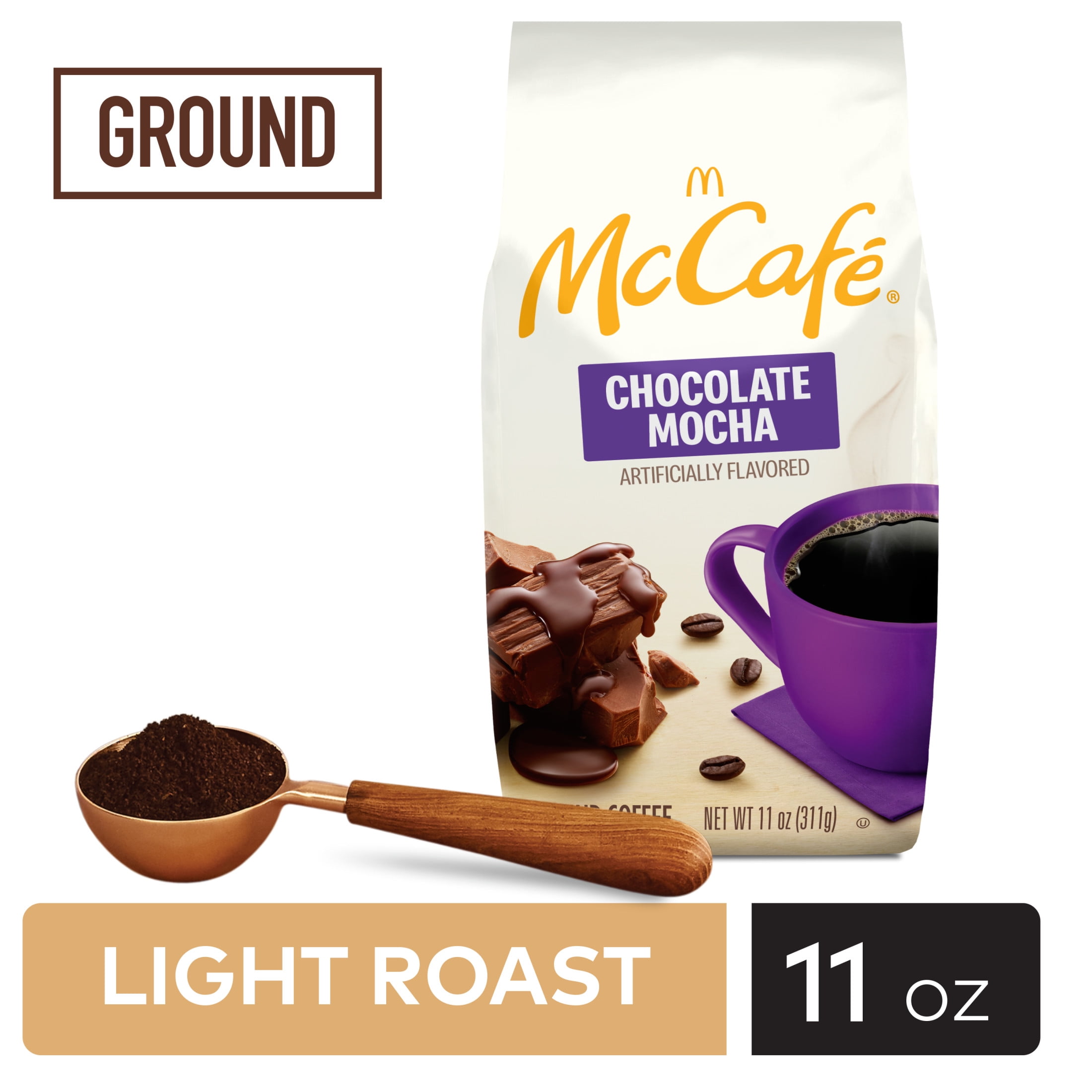 McCafe Mocha Collection Chocolate Mocha Flavored Ground Coffee, Light Roast, 11 oz Bagged