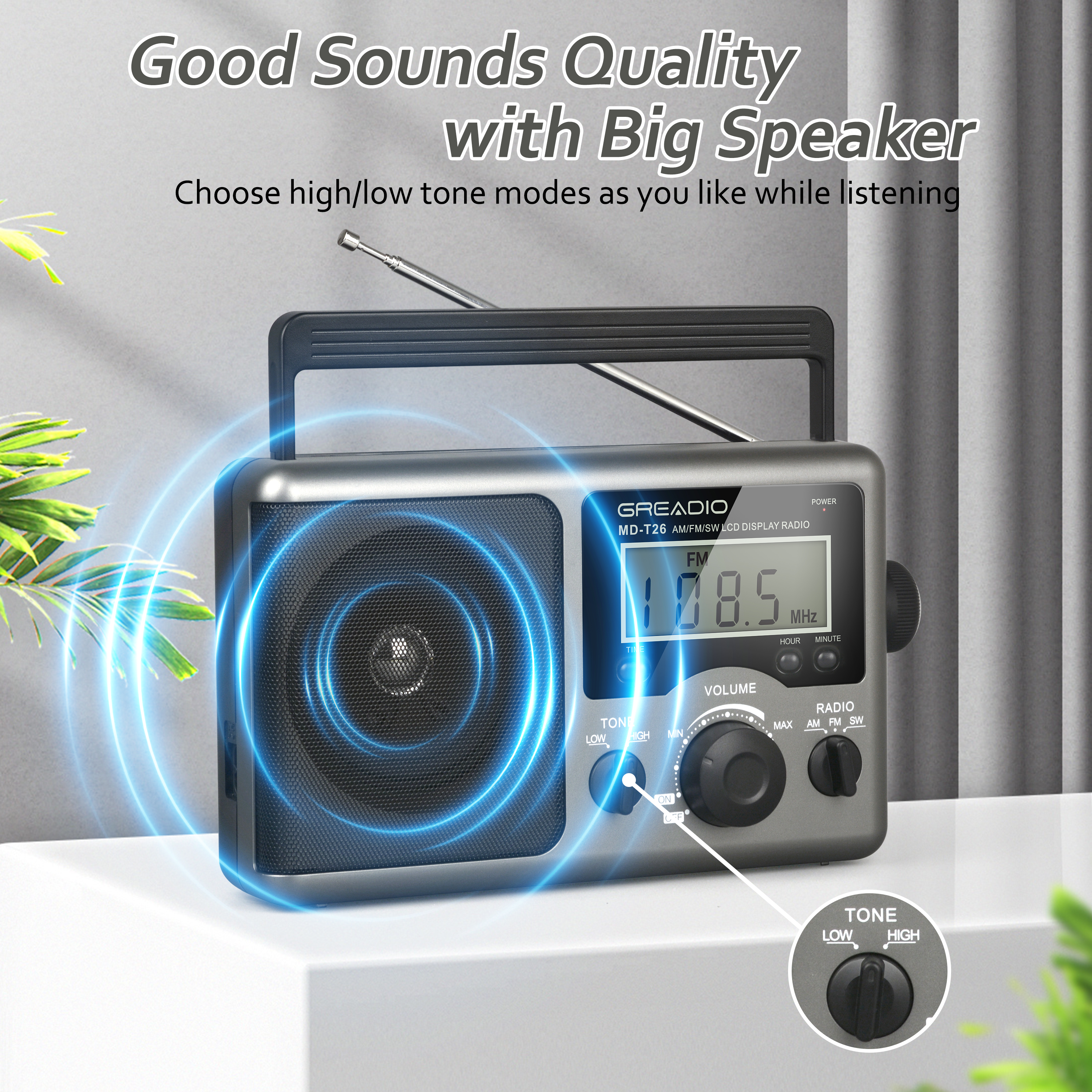 Greadio Portable AM FM Shortwave Radio with LCD Display photo 7