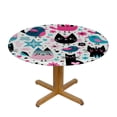 thumbnail image 3 of PIKWEEK Cute Cartoon Animals Round Fitted Polyester Tablecloth with Elastic Edged, for Home Kitchen Restaurant Dining Tables, 3 of 7