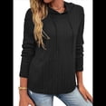 thumbnail image 2 of Sudadera con Capucha para Mujer, de Gran Tamaño, Informal, de Larga, con Cordón Ajustable Negro XL, 2 of 7