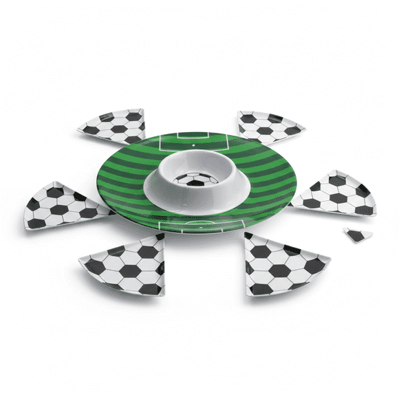 Juego Botanero Circular Mundial 33 cm con Recipiente Central y 6 Platos para Pizza