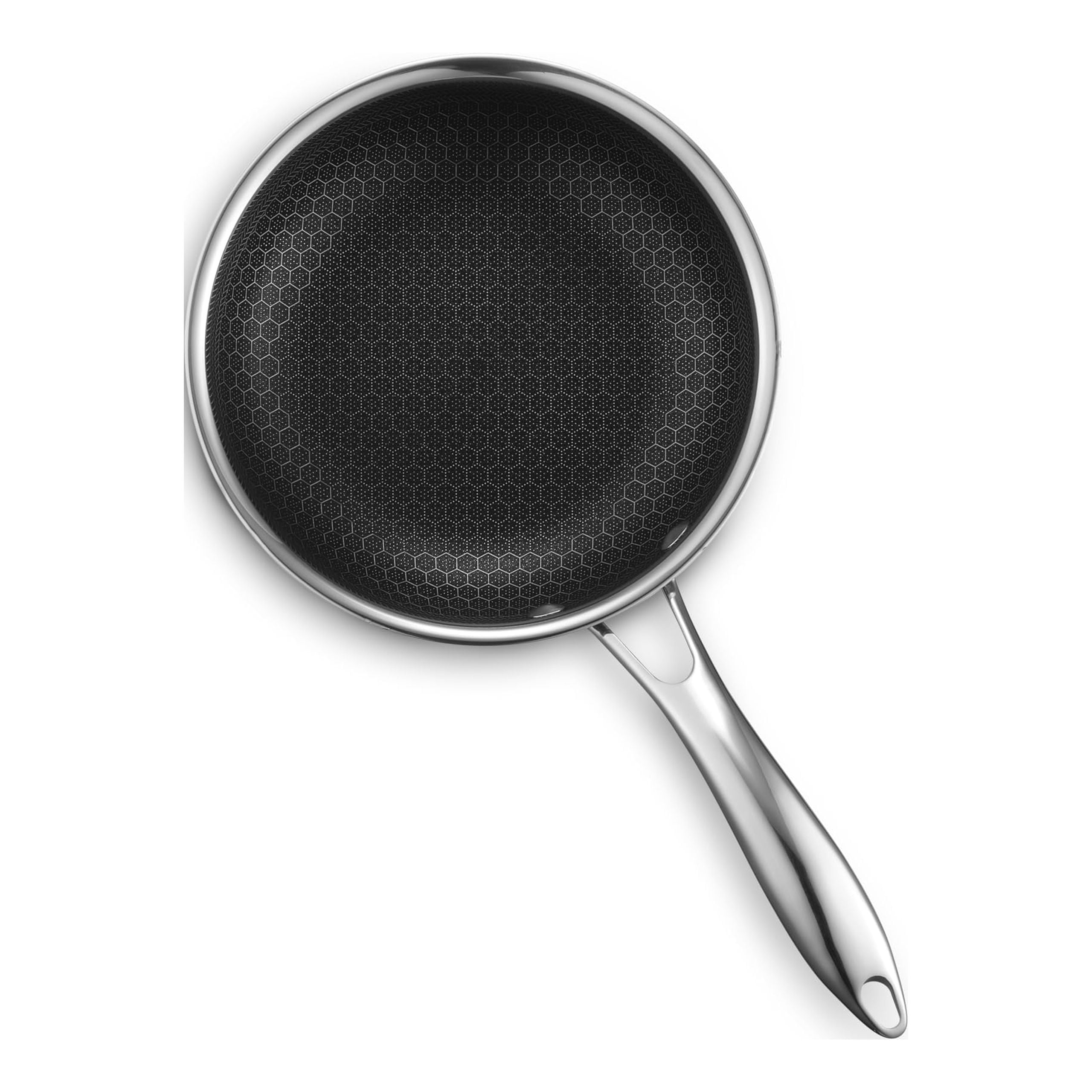 HexClad Hybrid Deep Sauté Pan/Chicken Fryer With Lid, 7QT: Silver OS