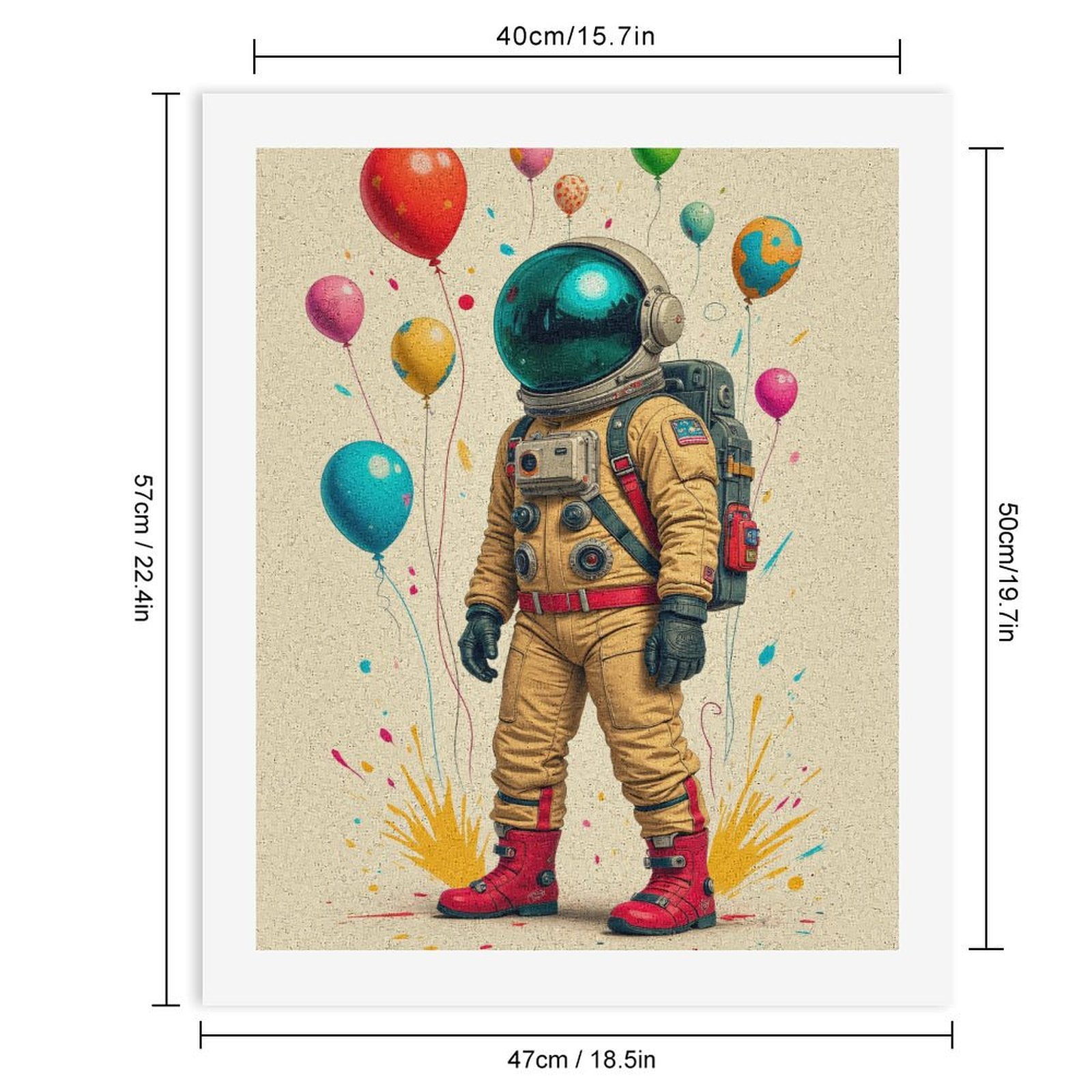 Paint By Numbers Kit for Adults Beginner - DIY Astronaut Balloons Celebration Art Canvas Painting Kits for Adults, Frameless Paint By Number for Adults for Home Wall Decor 16x20 Inch