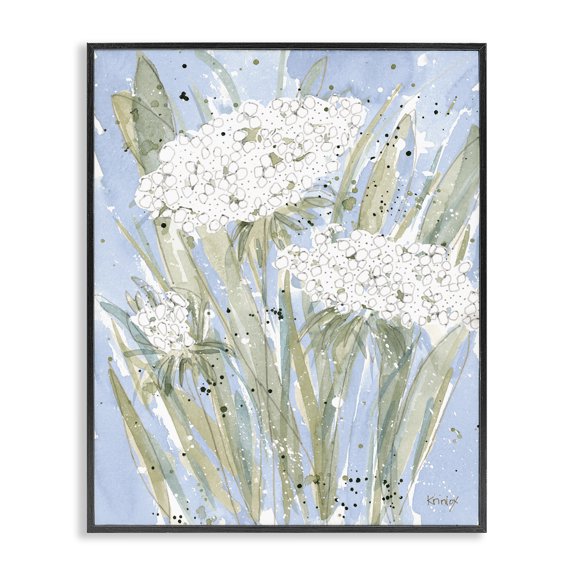 Stupell Industries Eclectic Abstract Blue English Garden Florals Carrot Flowers Black Framed Giclee Art, 11 x 14, by Krinlox