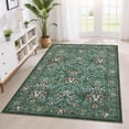 thumbnail image 2 of Hasoo Washable Living Room Area Rug 9x12 Large Modern Floral Non-Slip Soft Foldable Indoor Dark Green Carpet, 2 of 5