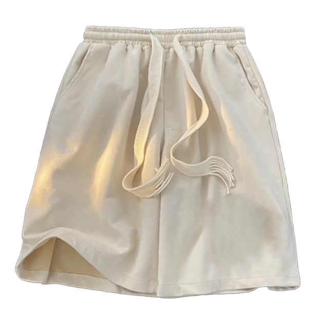 Pantalones cortos para hombre, sueltos, pierna ancha, transpirables, cómodos con cordón, pantalones cortos deportivos de media longitud para hombre para correr en verano L, recomendado 52,5?60