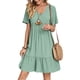 thumbnail image 1 of Vestido casual de verano con cuello en V y manga corta de Gchanao, verde claro, 1 of 3