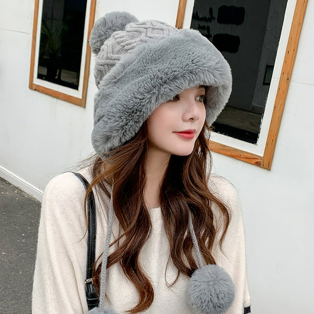 Teissuly Bonnets Chapeaux Mode Femme Tricot Chaud et Hiver Résistant au Froid Couleur Unie Pull Chapeaux