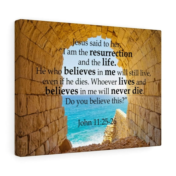Scripture Walls John 11:25-26 I Am The Resurrection Bible Verse Canvas Christian Wall Art Ready to Hang Unframed