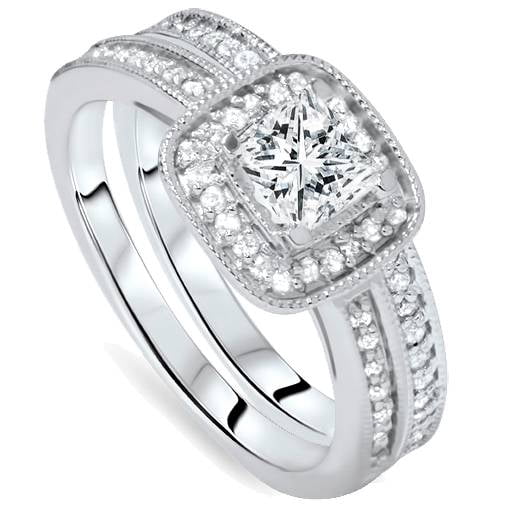 1 1/6ct Princess Cut Cushion Halo 