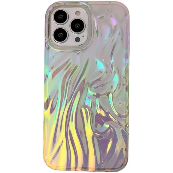 Fashion Gradient Bling Glitter Laser Water Ripple Phone Case Compatible with iPhone Case (Colorful,iPhone 13)