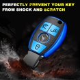 thumbnail image 4 of x xotic tech Blue TPU Grainy Leather Texture Key Fob Shell Cover Case w/ Keychain,Compatible with Mercedes Benz A,B,C,E,S,R,CL,CLA,AMG,SL,SLK,CLS,G SERIES 3-Button Smart Keyless Entry Key, 4 of 8