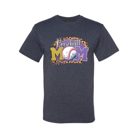Baseball Mom Cheetah Glitter Sports Men's Graphic T-Shirt, Vintage Heather Navy, 4X-Large