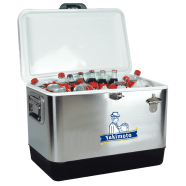 Yakimoto Stainless Steel Ice Chest 54-Quart - 4-Day Ice Retention Cooler with Built-In Bottle Opener & Rugged Steel Latches for Camping, Fishing, Boating, Tailgates