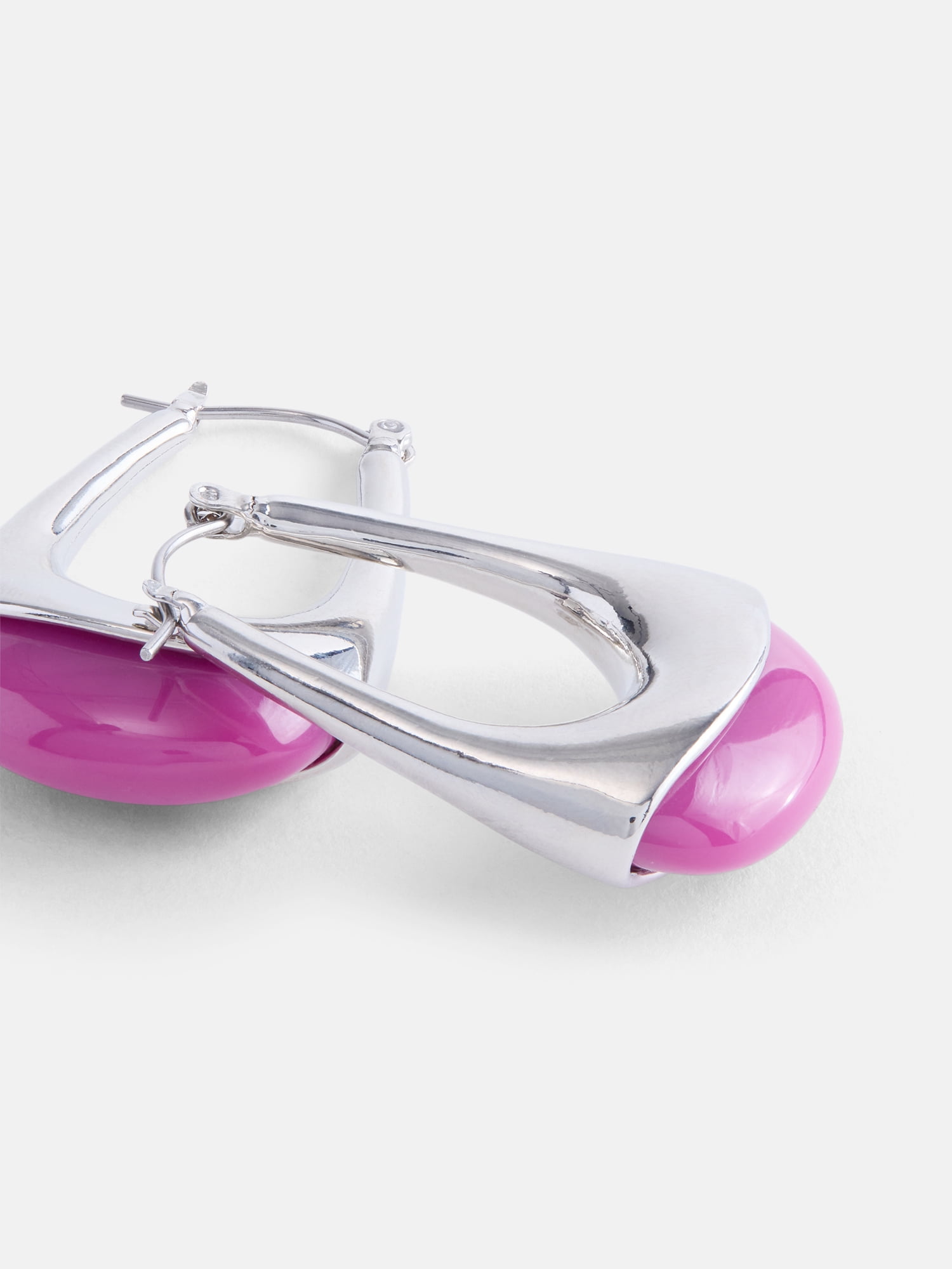 Scenario Women's Silver Tone Earrings with Resin Stone