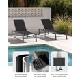 thumbnail image 4 of Harbweb Outdoor Lounge Chair for Pool, Aluminum Chaise Lounge Chairs with 5-Position Recliner, No Assembly Patio Lounge Chair for Backyard, Poolside, Deck, Lawn (Black), 4 of 8