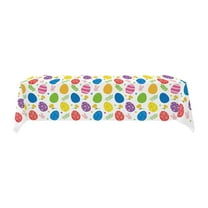 Darzheoy Easter Tablecloth, Easter Colorful Eggs Tablecloth,108 x 54 inch Disposable Rectangle Easter Tablecloth, Easter Decorations for Picnic Kitchen Dining Easter Party Supplies