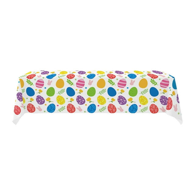 1 Pcs Easter Disposable Tablecloth - Colorful Holiday Party Decoration, Durable Paper Table Cover for Easter & Valentine's Day, 274x137cm, Indoor Outdoor Use