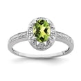 thumbnail image 3 of 925 Sterling Silver Rhodium-Plated Diamond and Peridot Ring Size 5, 3 of 5