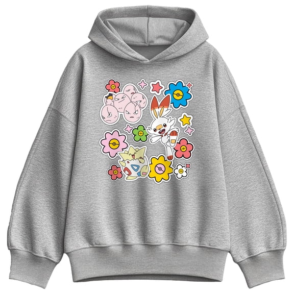 Pokémon - Pokémon Spring Stickers - Ladies Oversized Fleece Hoodie Sweatshirt