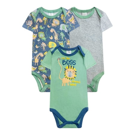 

Baby Kiss Baby Boy Bodysuits 3-Pack Short Sleeve Newborn-9 Months