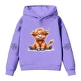 thumbnail image 4 of MAIHAN Boys Girls Highland Cow Christmas Hoodies Sherpa Lined Cute Long Sleeve Pullover Xmas Western Sweatshirt Tops(Purple,7-8 Years), 4 of 6