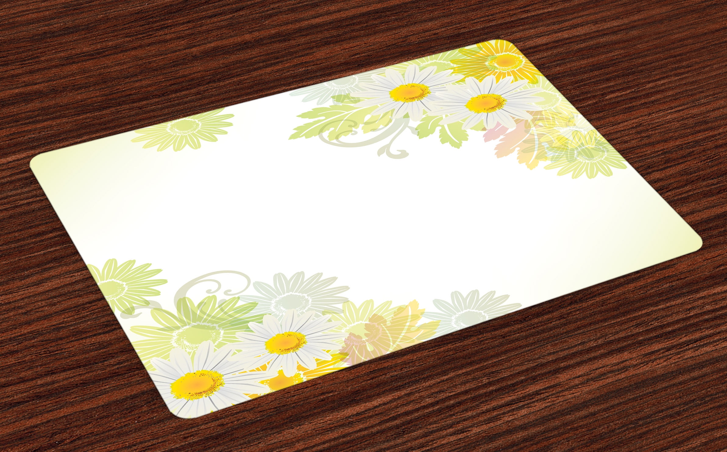 Flower Placemats Set of 4 Floral Daisies Abstract Oriental Details and