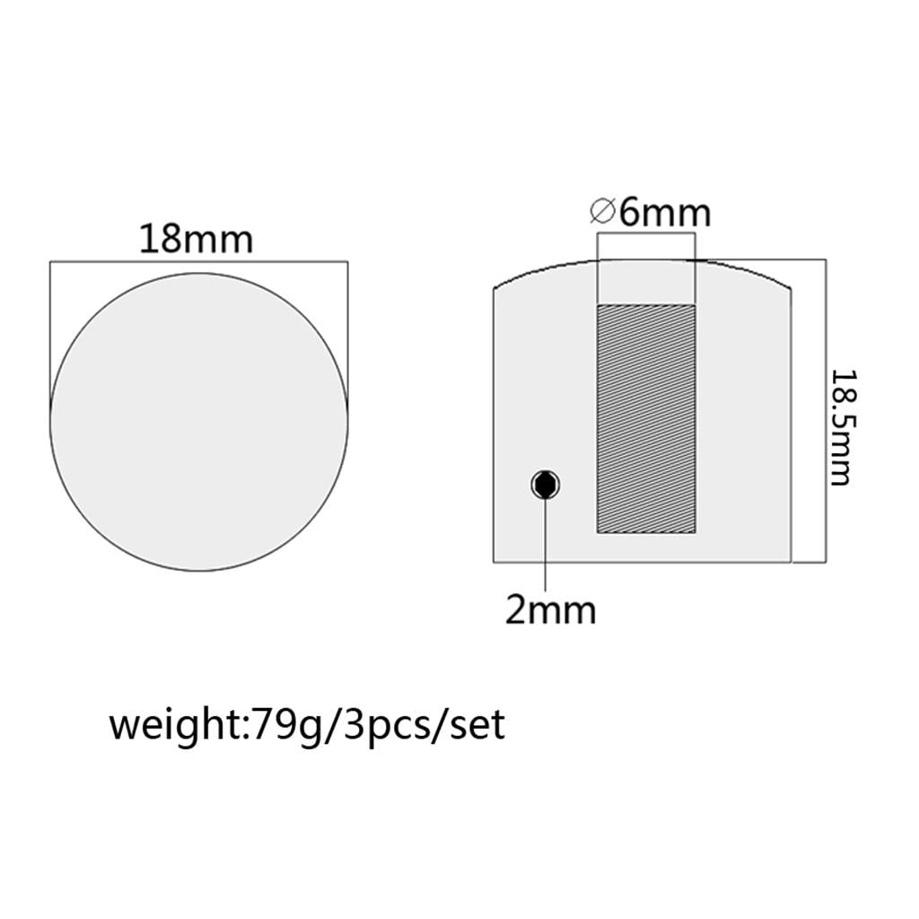 3Pcs Knobs for 6mm (0.24 inch) Dia. Shaft Pots - Volume and Buttons Replacement Parts for Electric Guitar