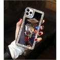 thumbnail image 4 of Compatible with iPhone 14 Pro Mirror Case Cute for Women Girls Bling Glitter Diamond Rhinestone with Ring Holder Loopy Finger Grip Kickstand Stand Cover Luxury Fashion Phone Case Silver, 4 of 8